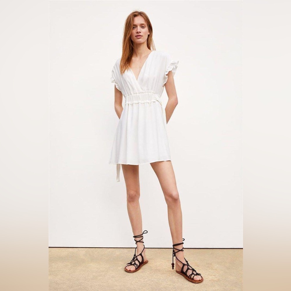 Zara White Ruffle Dress - Picture 6 of 9